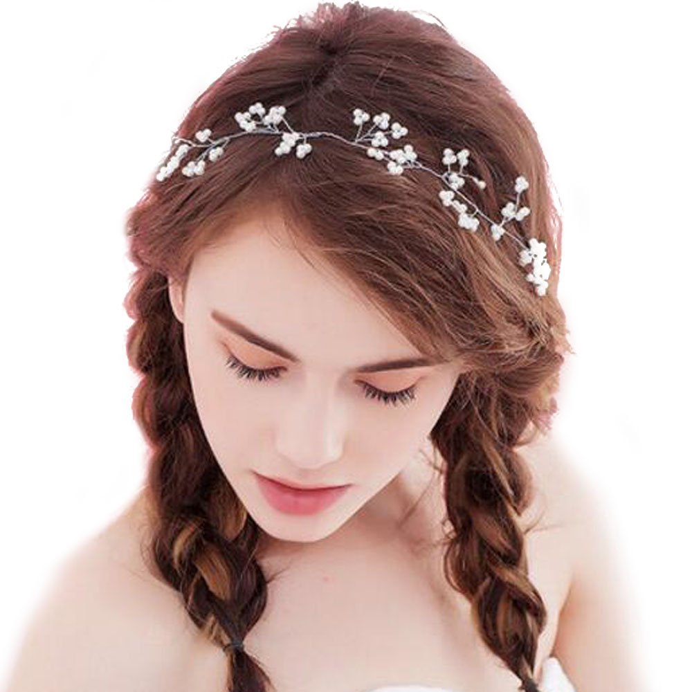 Missgrace Bridal Vintage Silver Hair Vine Wedding Crystal Headband Hair Accessories-Women and Girls Hair Accessory for Special O