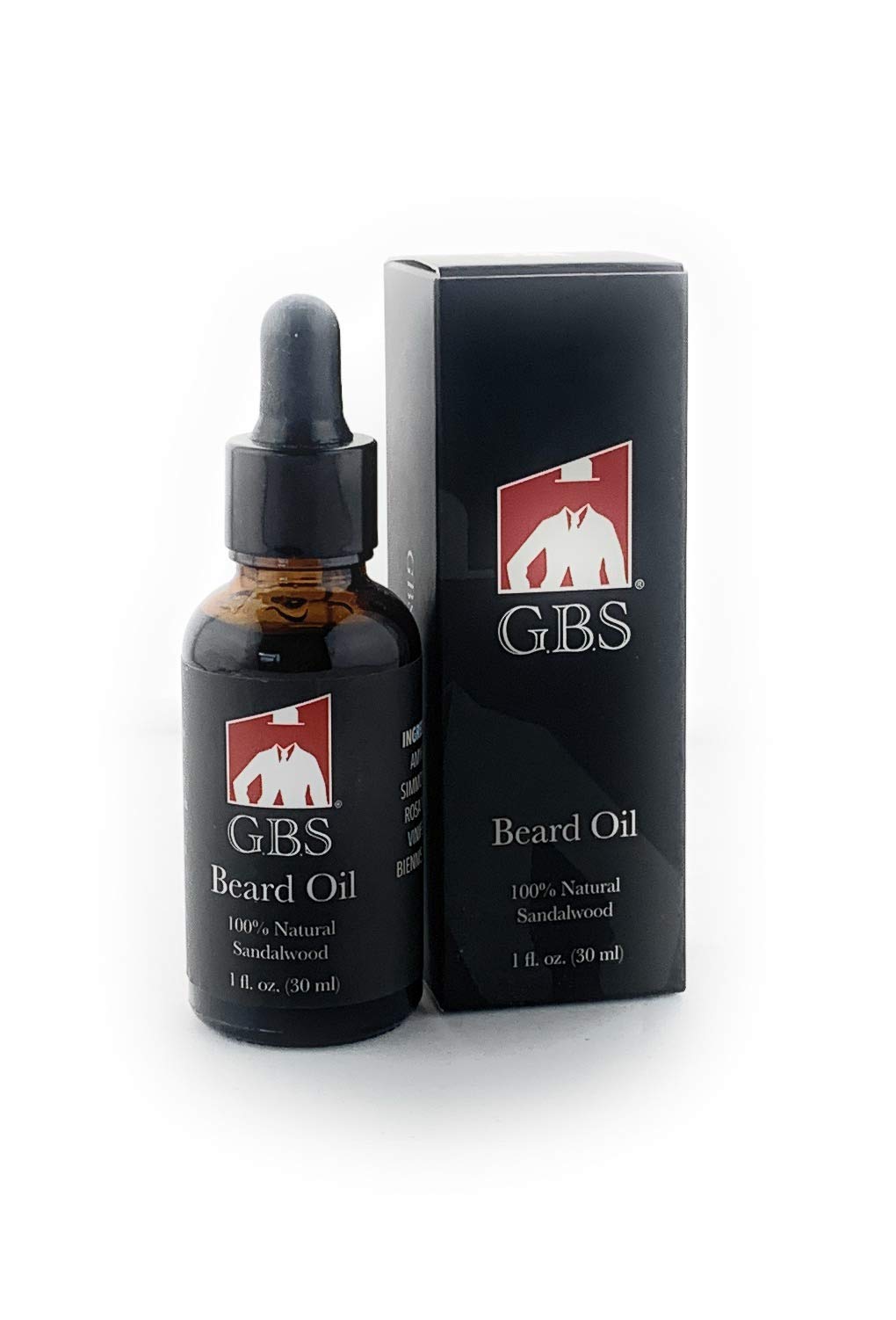G.B.S Sandalwood Beard Oil - Glass Bottle and Dropper, 1fl oz