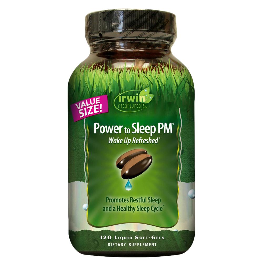 Irwin Naturals Power to Sleep PM - 120 Liquid Soft-Gels - with Melatonin, GABA, Ashwagandha, Valerian Root & L-Theanine - 60 Ser