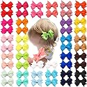 CLLOT CELLOT Baby Hair Clips 50Pcs Tiny 2" Hair Bows Fully Covered Barrettes Clips for Baby Girls Infants and Toddlers,25 Colors in Pa