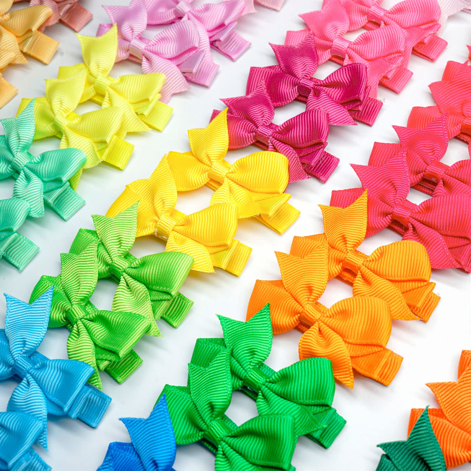 CLLOT CELLOT Baby Hair Clips 50Pcs Tiny 2" Hair Bows Fully Covered Barrettes Clips for Baby Girls Infants and Toddlers,25 Colors in Pa