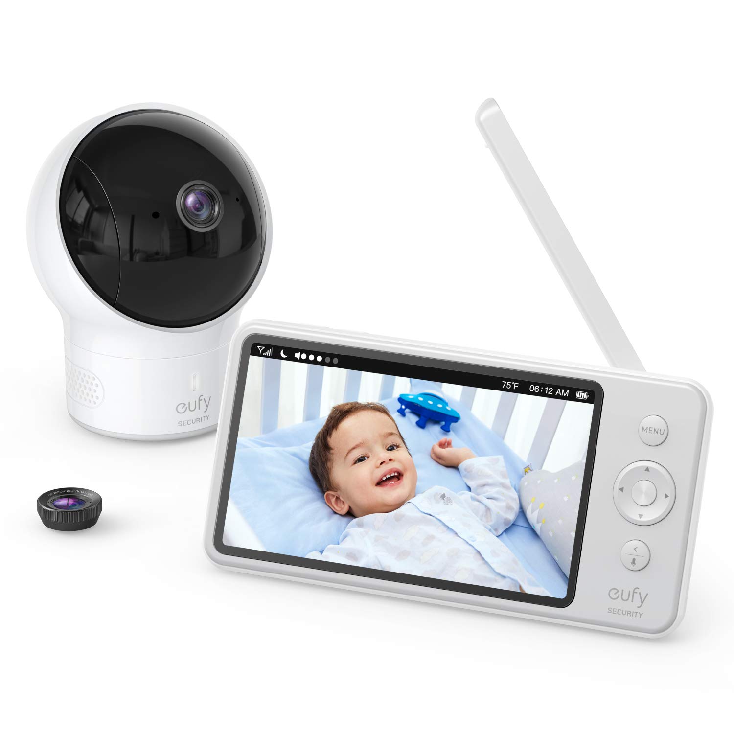eufy Security Spaceview Video Baby Monitor E110 with Camera and Audio, Security Camera, 720p HD Resolution, Night Vision, 5" Dis