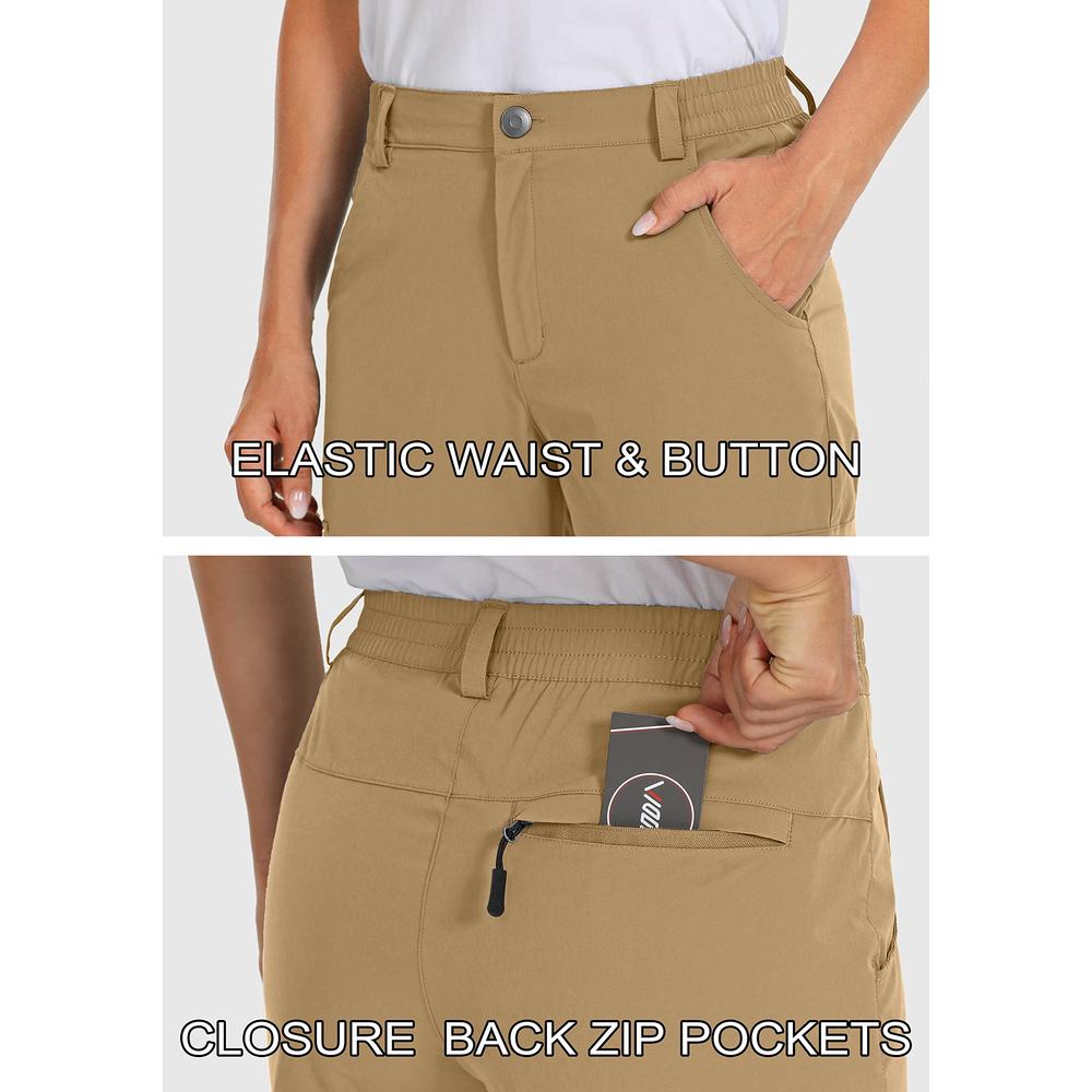 Viodia Women's Hiking Cargo Pants Quick Dry UPF50+ Waterproof Pants for Women Fishing Golf Travel Pants with Pockets Deep Khaki