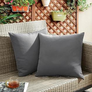 puredown® Outdoor Waterproof Throw Pillows, 18 x 18 Inch Feathers and Down  Filled Decorative Square