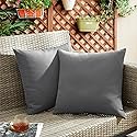 puredown® Outdoor Waterproof Throw Pillows, 18 x 18 Inch Feathers and Down  Filled Decorative Square Pillows for Garden Patio Ben