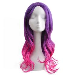 RightOn Purple Pink Ombre Wig Long Wavy Women Girls Sexy Ombre Hair Colorful Wigs for Cosplay Halloween Party with Wig Cap