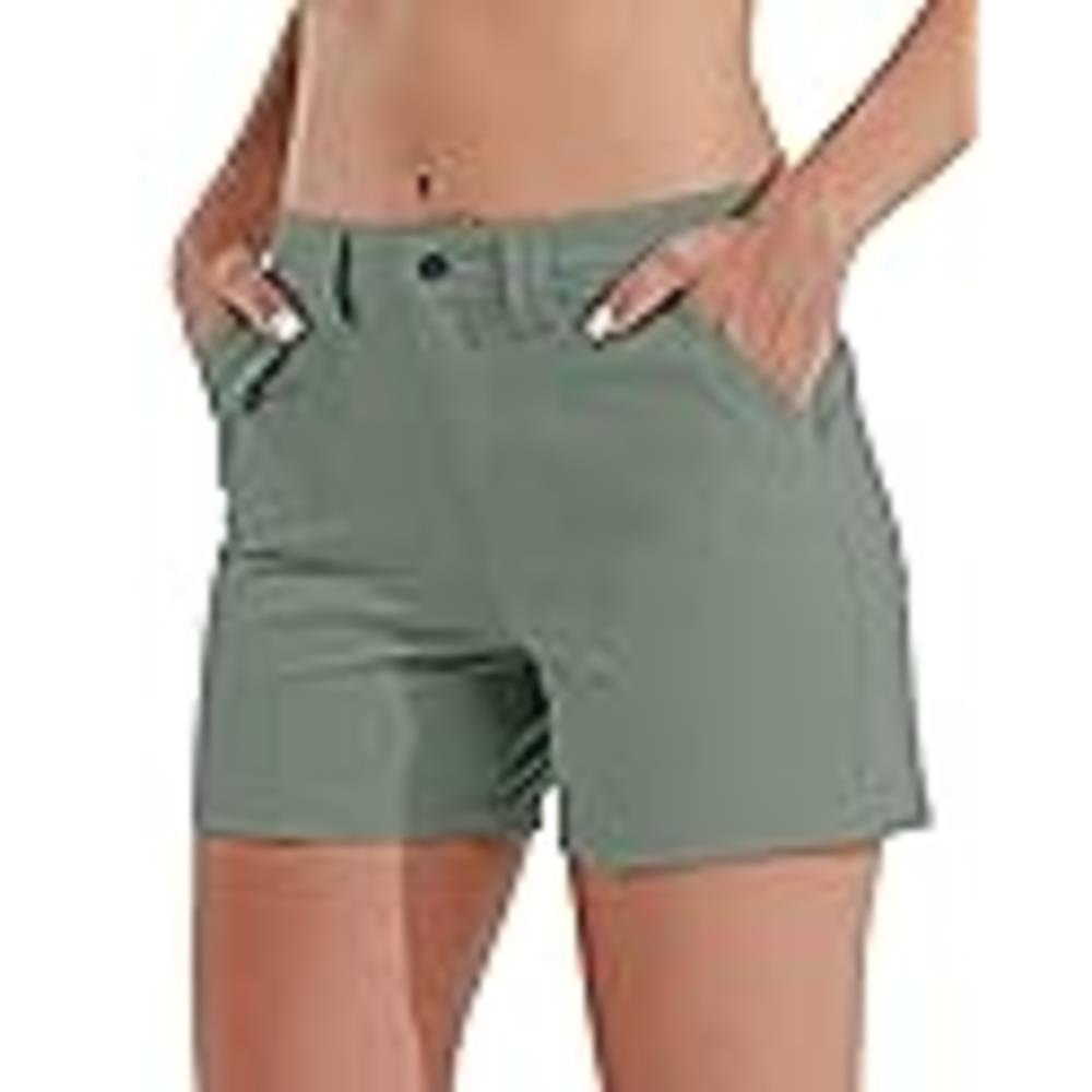 Willit Women's Golf Hiking Shorts Quick Dry Athletic Casual Summer Shorts with Pockets Water Resistant 4.5" Sage Green 4