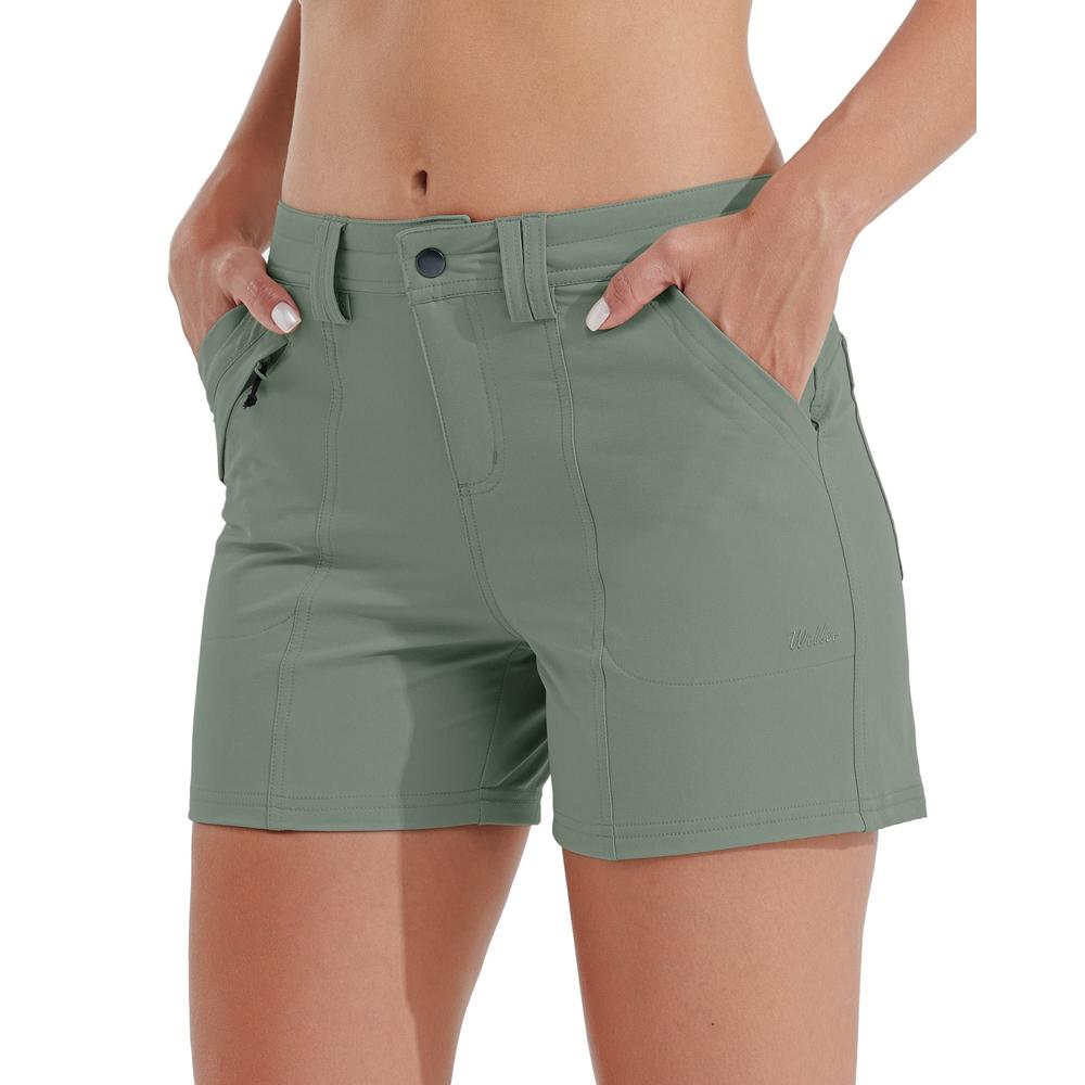 Willit Women's Golf Hiking Shorts Quick Dry Athletic Casual Summer Shorts with Pockets Water Resistant 4.5" Sage Green 4