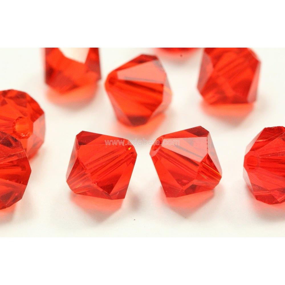 Adabele 100pcs Adabele Austrian 6mm Faceted Bicone Crystal Beads Light Siam Red Compatible with Swarovski Crystals Preciosa 5301/5328 SS