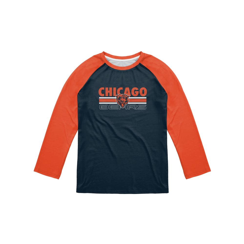 FOCO Chicago Bears NFL Mens Colorblock Wordmark Raglan T-Shirt