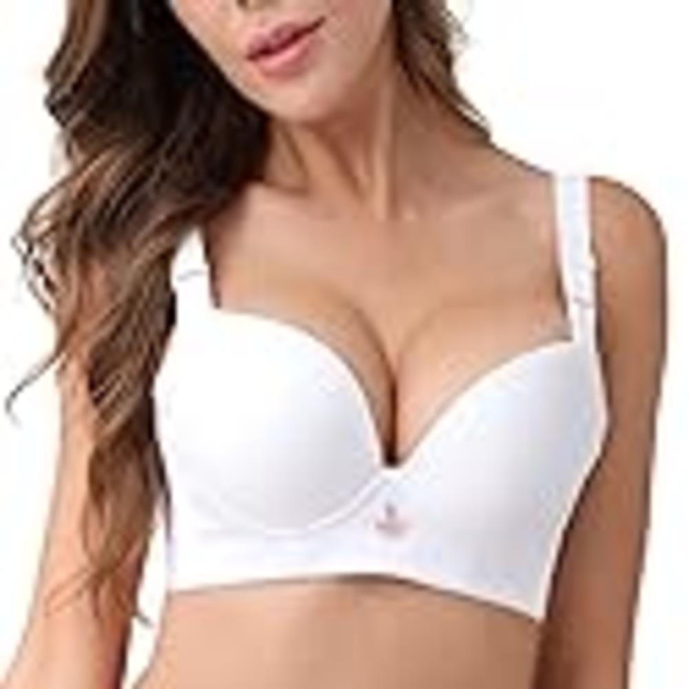 FallSweet Padded T Shirt Bras for Women Push Up Comfort Underwire Brassiere 34A to 44C (White, 36D)