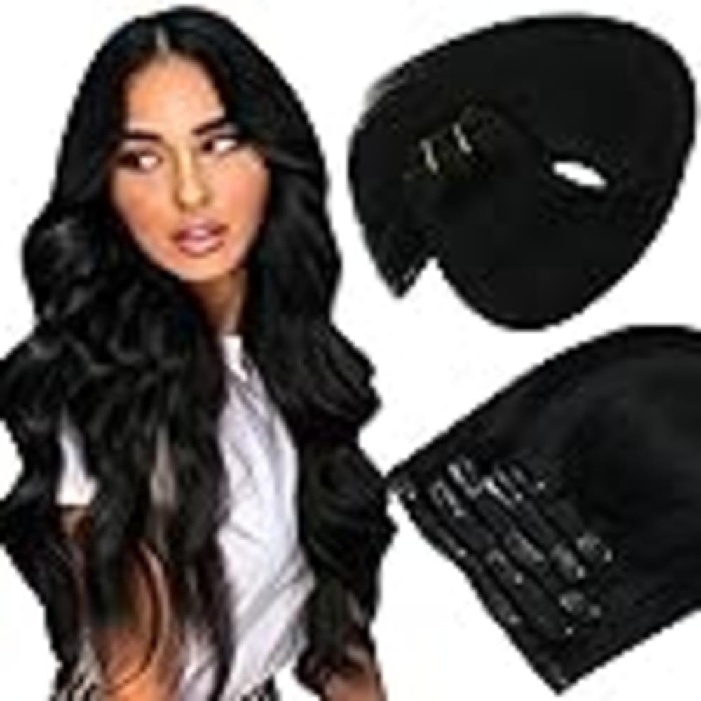 Sunny Hair Sunny Clip in Human Hair Extensions 22inch Jet Black Clip on Hair Extensions For Women Black Clip in Hair Extensions Real Human