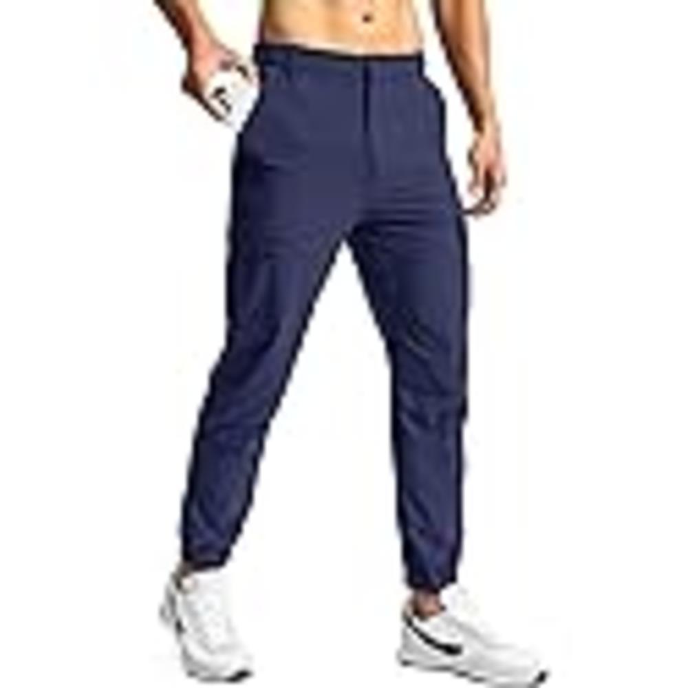 Pinkbomb Men's Hiking Cargo Pants with 7 Pockets Slim Fit Stretch Joggers Golf Cargo Work Pants for Men(Navy Blue,L)