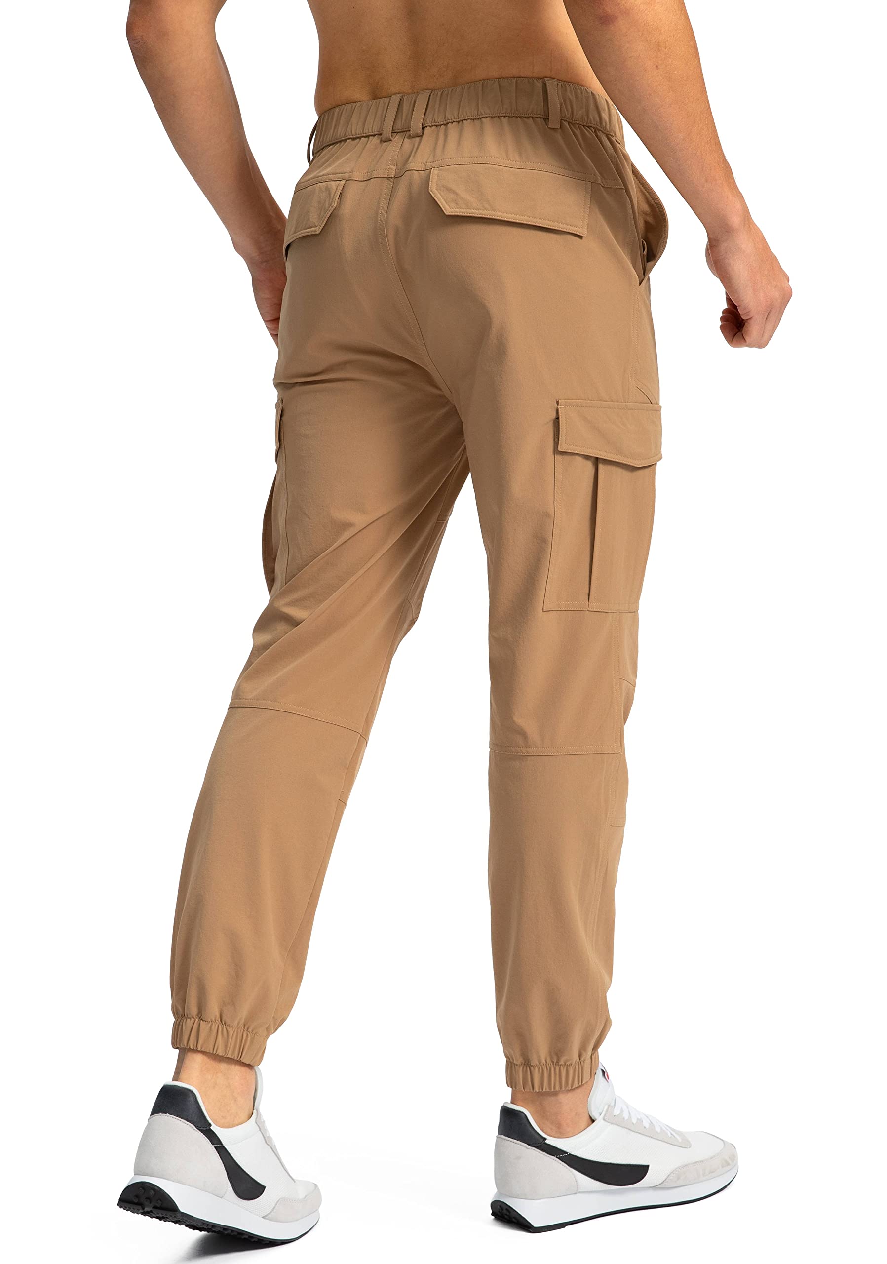 Pinkbomb Men's Hiking Cargo Pants with 7 Pockets Slim Fit Stretch Joggers Golf Cargo Work Pants for Men(Dark Khaki, S)