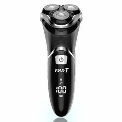 MAX-T Men's Electric Shaver - MAX-T Corded and Cordless Rechargeable 3D Rotary Shaver Razor for Men with Pop-up Sideburn Trimmer Wet a