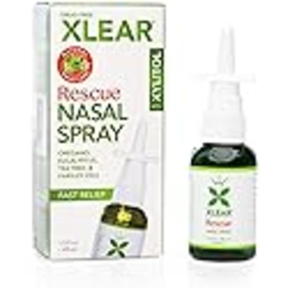 Xlear Rescue Nasal Spray, Natural Saline Nasal Spray with Xylitol, Oregano, Tea Tree, Fast Sinus Pressure and Congestion Relief,