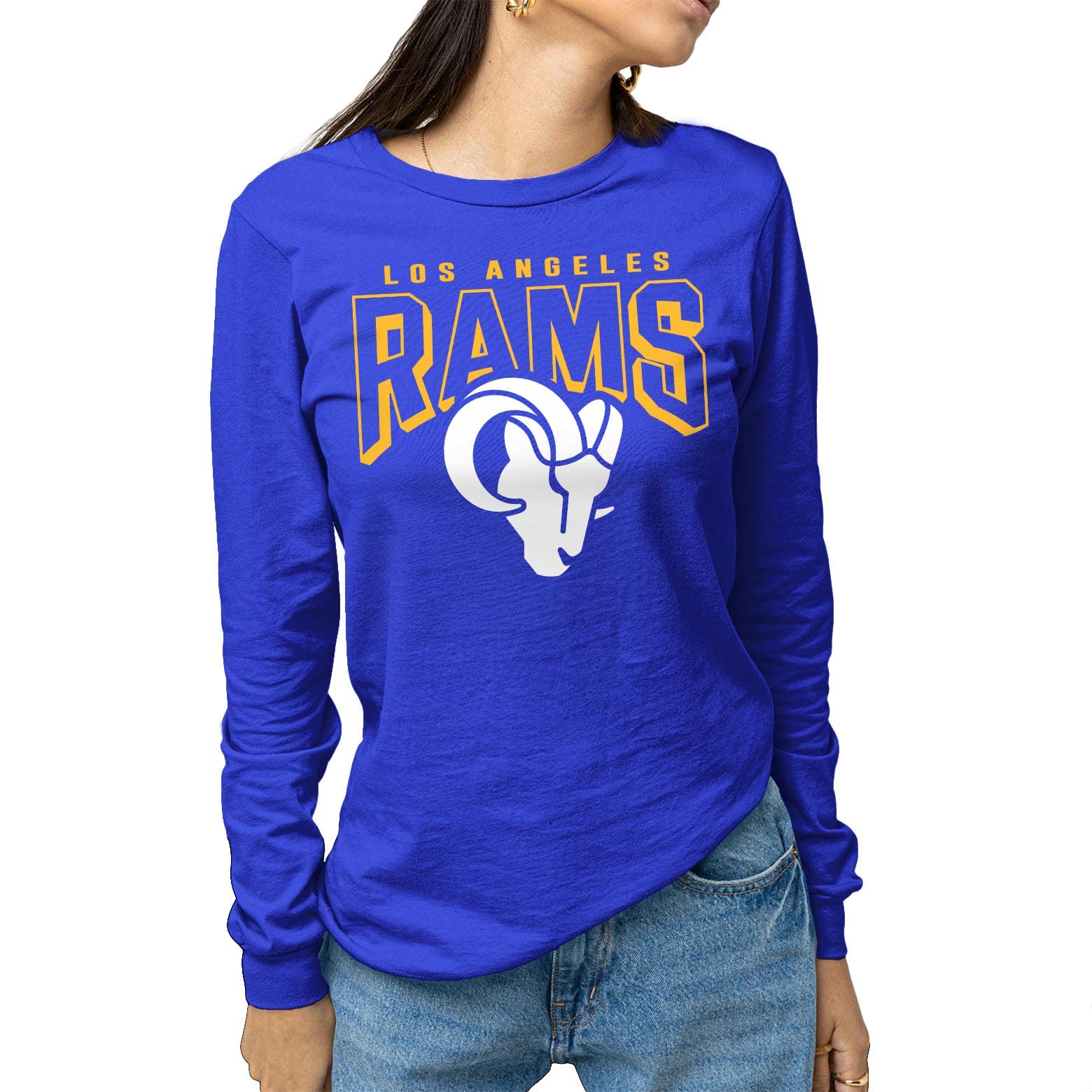 Junk Food Clothing x NFL - Los Angeles Rams - Bold Logo - Unisex Adult Long Sleeve T-Shirt for Men and Women - Size XX-Large