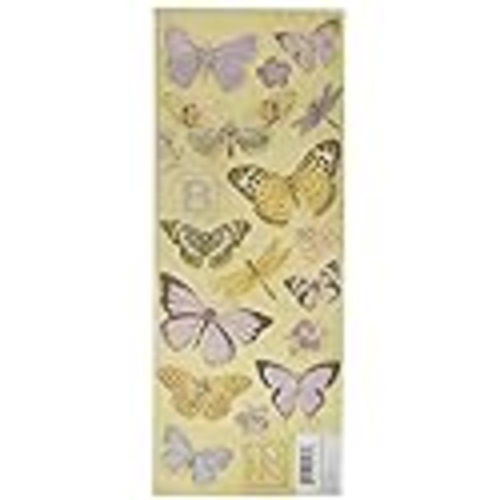 K&Company Elizabeth Brown Traditional Butterfly Glitter Embossed Stickers