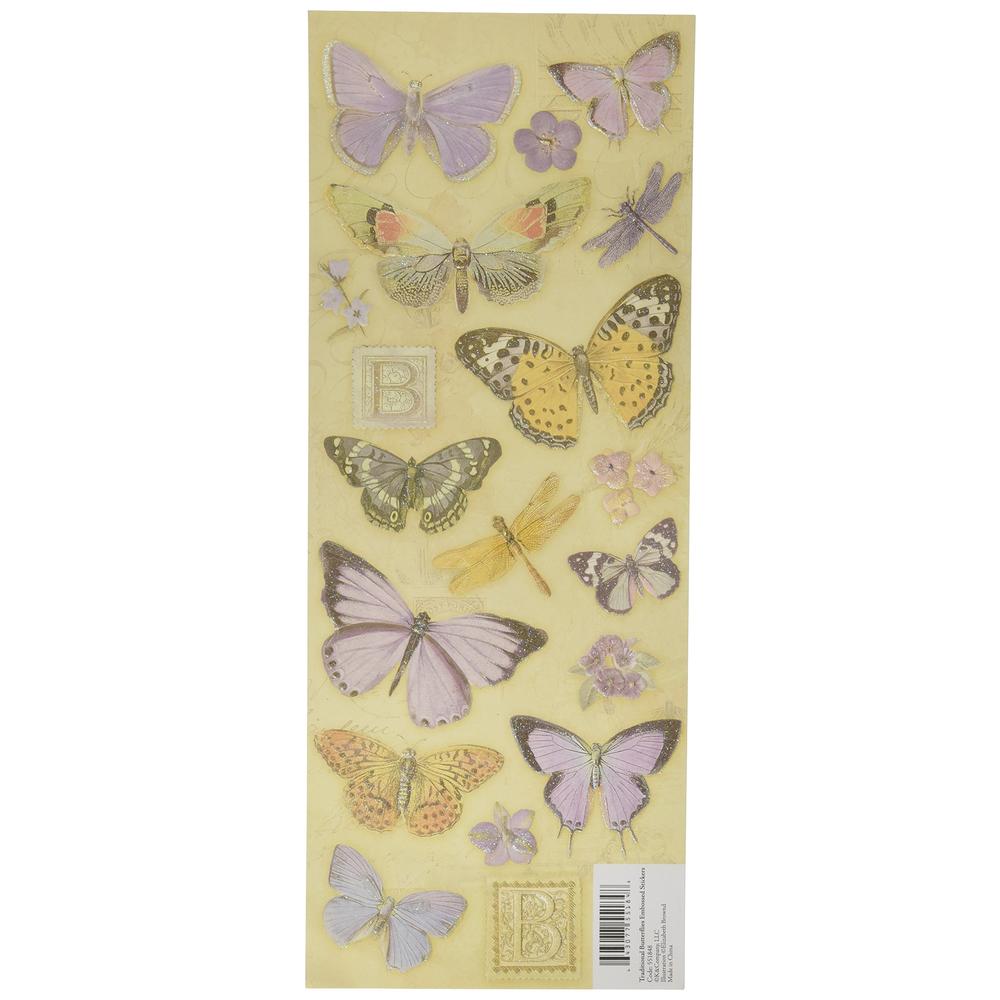 K&Company Elizabeth Brown Traditional Butterfly Glitter Embossed Stickers
