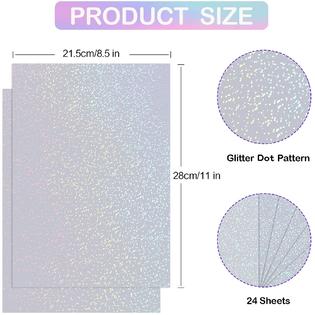 Cosrk Holographic Sticker Paper, 24 Sheets Transparent Holographic Laminate  Vinyl Sheets Self Adhesive, Clear Overlay Lamination