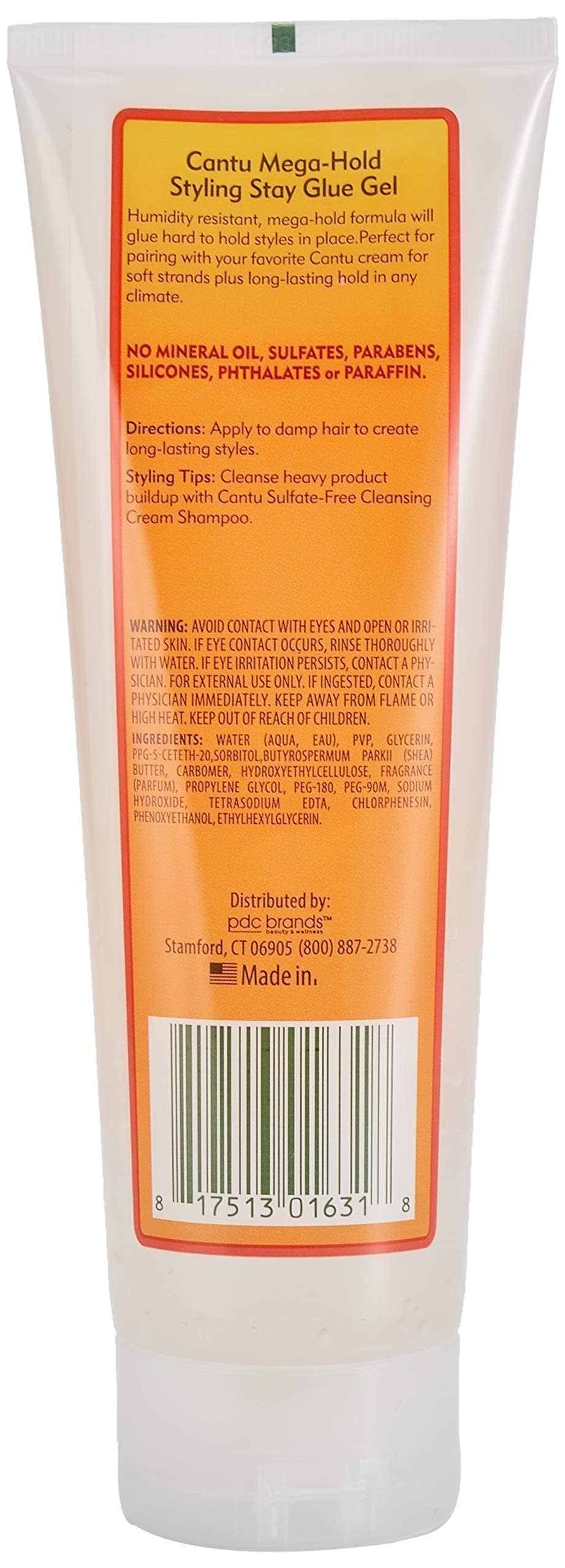 Cantu Natural Hair Styling Gel Stay Extreme Hold Tube, 8 Oz