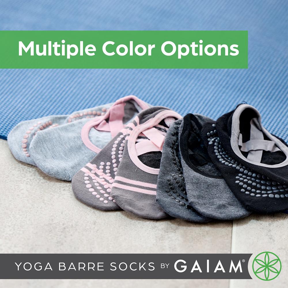 Gaiam Yoga Barre Socks - Grippy Non Slip Sticky Toe Grip Accessories for Women & Men - Pure Barre, Hot Yoga, Pilates, Ballet, Da