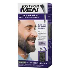 Just For Men Touch of Gray Mustache & Beard Coloring for Gray Hair with Brush Included for Easy Application, Great for a Salt an