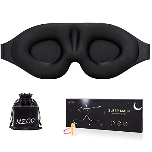 MZOO Sleep Eye Mask for Men Women, 3D Contoured Cup Sleeping Mask & Blindfold, Concave Molded Night Sleep Mask, Block Out Light,