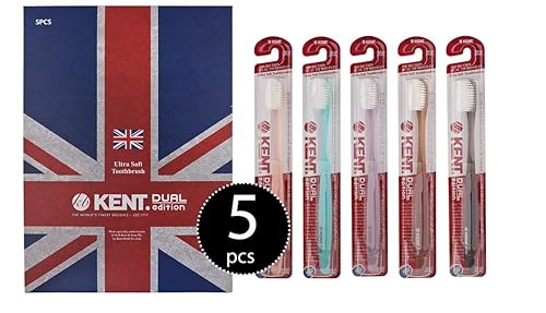 KENT ORALS [KENT] CRYSTAL DUAL Regular Head Soft FIRM Action soft Toothbrush, Deep Cleaning for Sensitive Teeth & Gums for Adults - Easy Gr