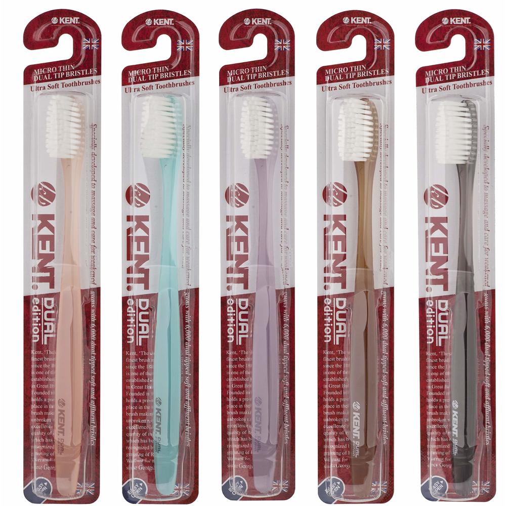 KENT ORALS [KENT] CRYSTAL DUAL Regular Head Soft FIRM Action soft Toothbrush, Deep Cleaning for Sensitive Teeth & Gums for Adults - Easy Gr