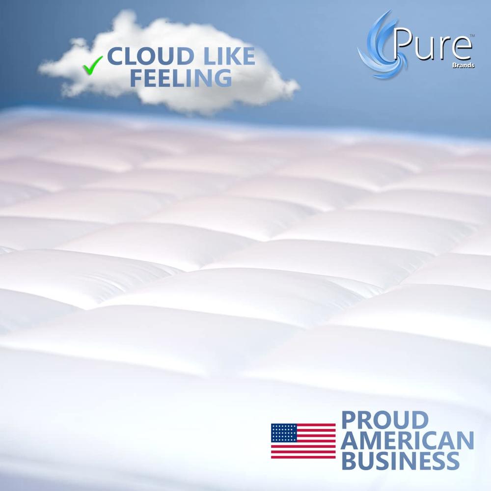Pure Brands Full Mattress Topper & Mattress Pad Protector in One Quality Plush Luxury Down Alternative Pillow Top Make Your Bed