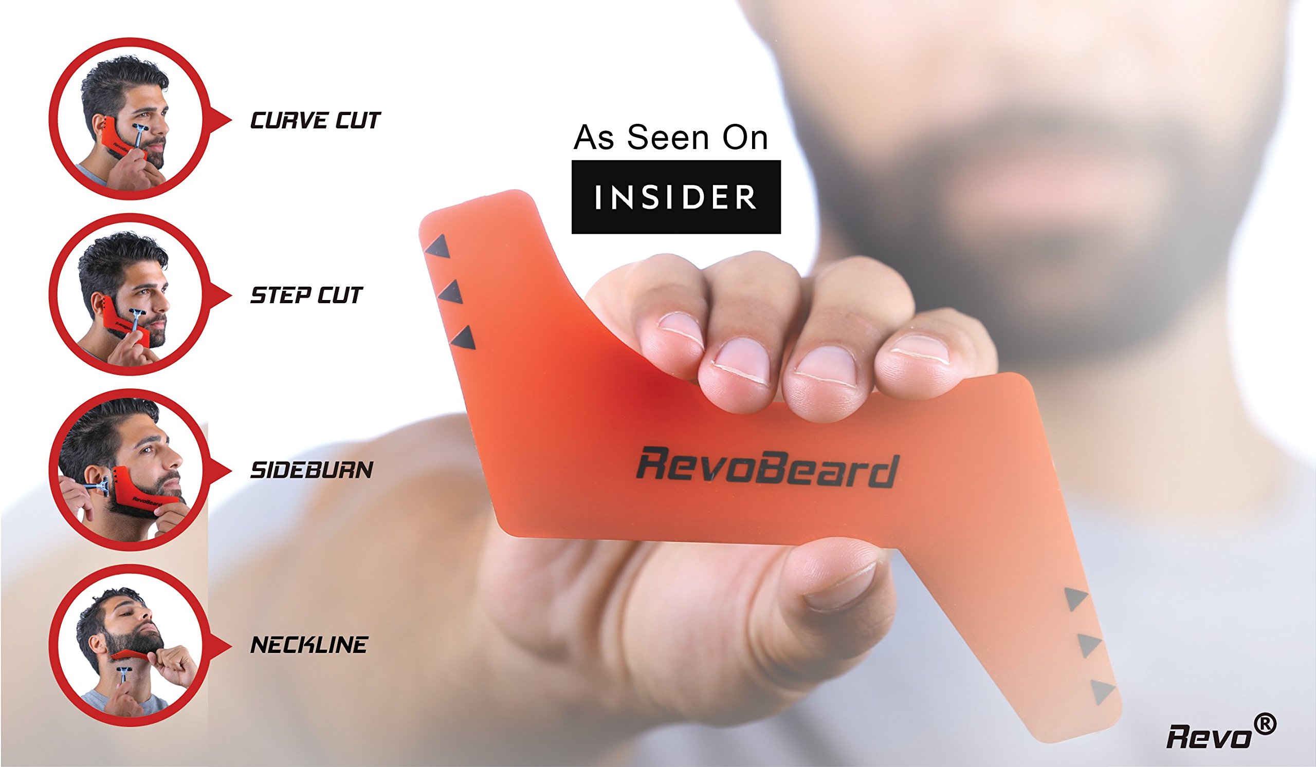 RevoBeard Revo Haircut Kit - Beard, Hair, Goatee, and Neckline Shaving Template Guide - Perfect Hairline Lineup and Beard Shaping Tool - H