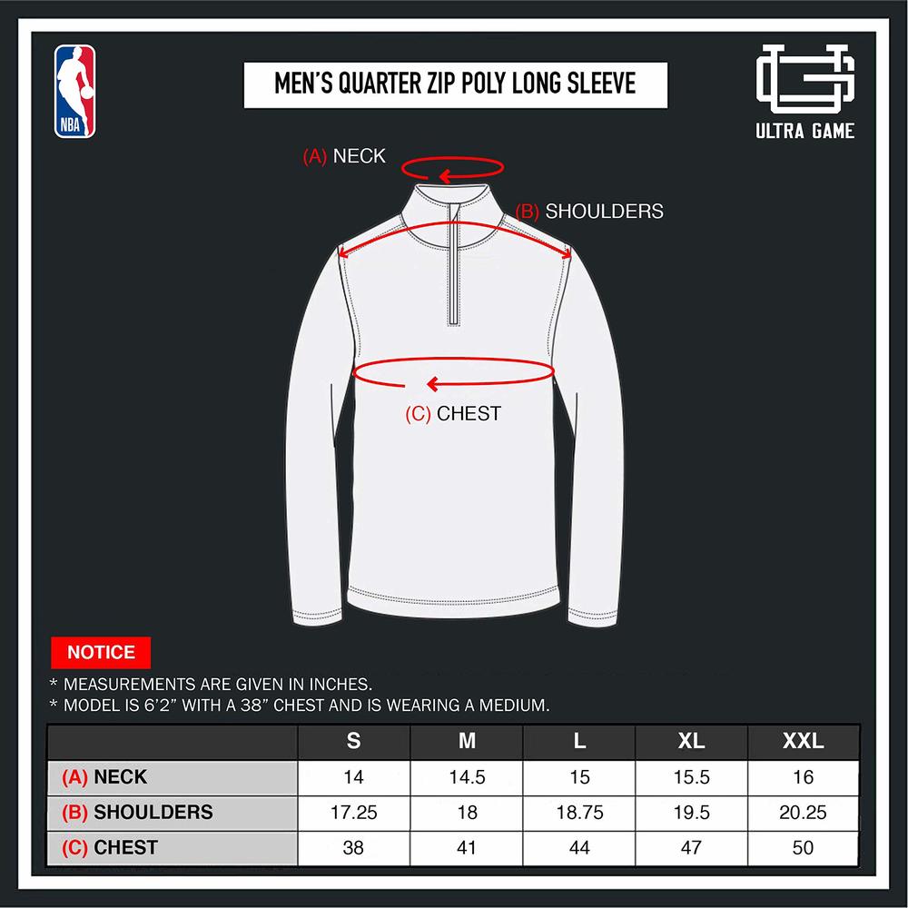 Ultra Game NBA Men's Quarter Zip Long Sleeve Pullover T-Shirt