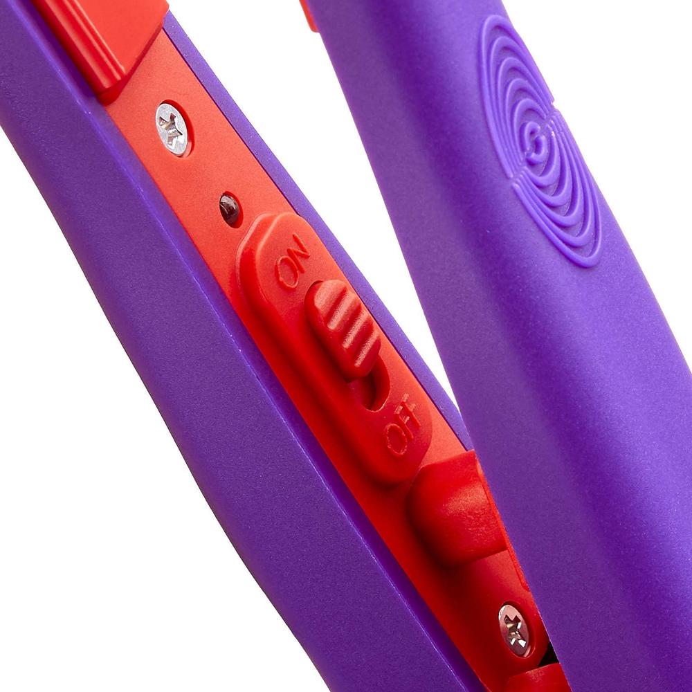 Hot Beauty Professional Ceramic Mini Flat Iron 1/2" Anti-Frizz Extreme Smooth (Violet) Travel Pouch Included