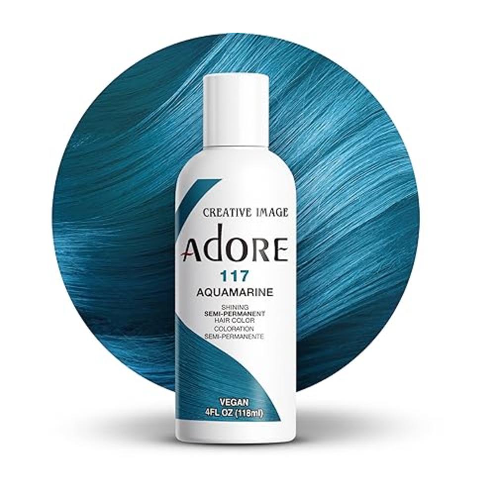 Adore Semi Permanent Hair Color - Vegan and Cruelty-Free Hair Dye - 4 Fl Oz - 117 Aquamarine (Pack of 1)