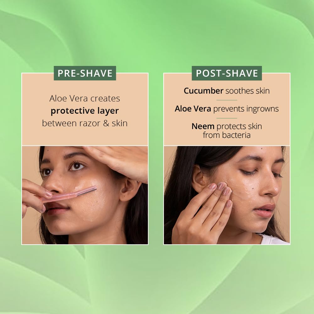 Carmesi Facial Shaving Balm for Women | 2-in-1 (Pre + Post-Shave) | Cooling Effect | No Razor Burns | Aloe Vera, Cucumber, Neem