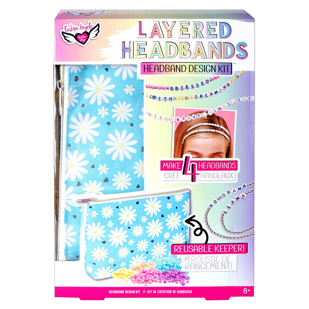 Fashion Angels Layered Headband Design Kit for Tweens and Kids to Make 4 Customized Beaded Headbands with Pastel Beads and Alpha