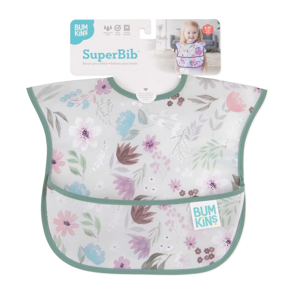 Bumkins Bibs for Girl or Boy, SuperBib Baby and Toddler for 6-24 Mos, Essential Must Have for Eating, Feeding, Baby Led Weaning