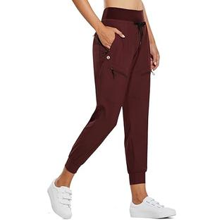 Baleaf BALEAF Women's Joggers Lightweight Hiking Pants High Waist 5 Zipper  Pockets Quick Dry Travel Athletic UPF50+ Red XXL