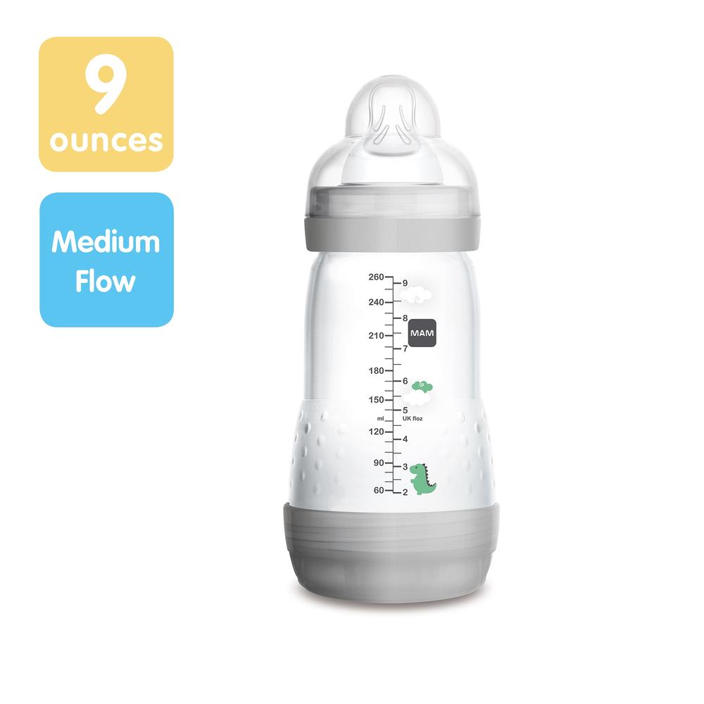MAM Easy Start Anti-Colic Bottle, 9 Ounce (1-Count), Baby Essentials, Medium Flow Bottles with Silicone Nipple, Unisex Baby Bott