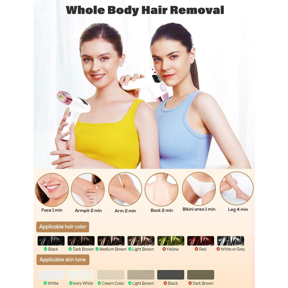 Bessailer Laser Hair Removal, Upgraded At-Home IPL Hair Removal for Women and Men Permanent Hair Removal 999,999 Flashes Painles