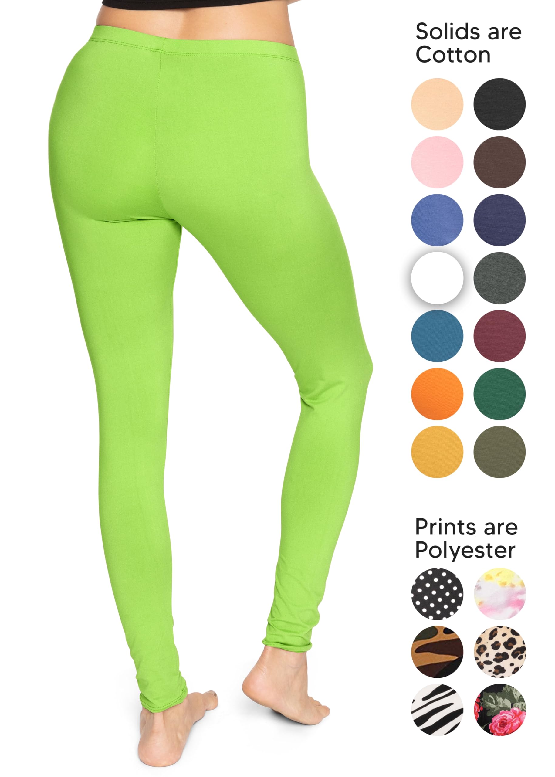 Stretch is Comfort Women's Cotton Plus Size Leggings Lime Green 4X