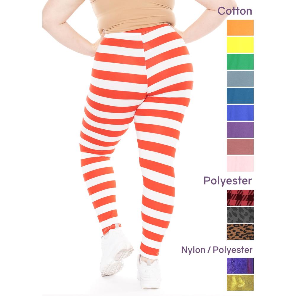Stretch is Comfort Women's Polyester Plus Size Leggings Red White