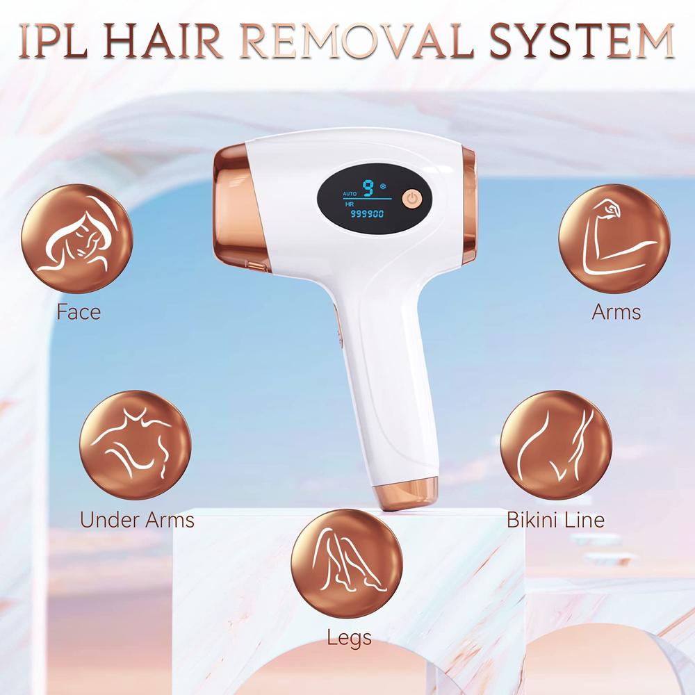 Aopvui At-Home IPL Hair Removal for Women and Men, Permanent Laser Hair Removal 999900 Flashes for Facial Legs Arms Whole Body T
