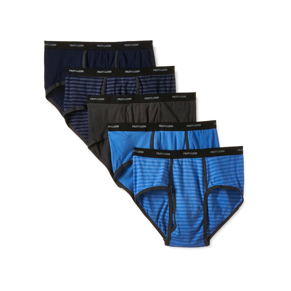 Fruit of the Loom Men's Big Stripe Solid Brief - Colors May Vary, Assorted,  3X-Large(Pack of 5)