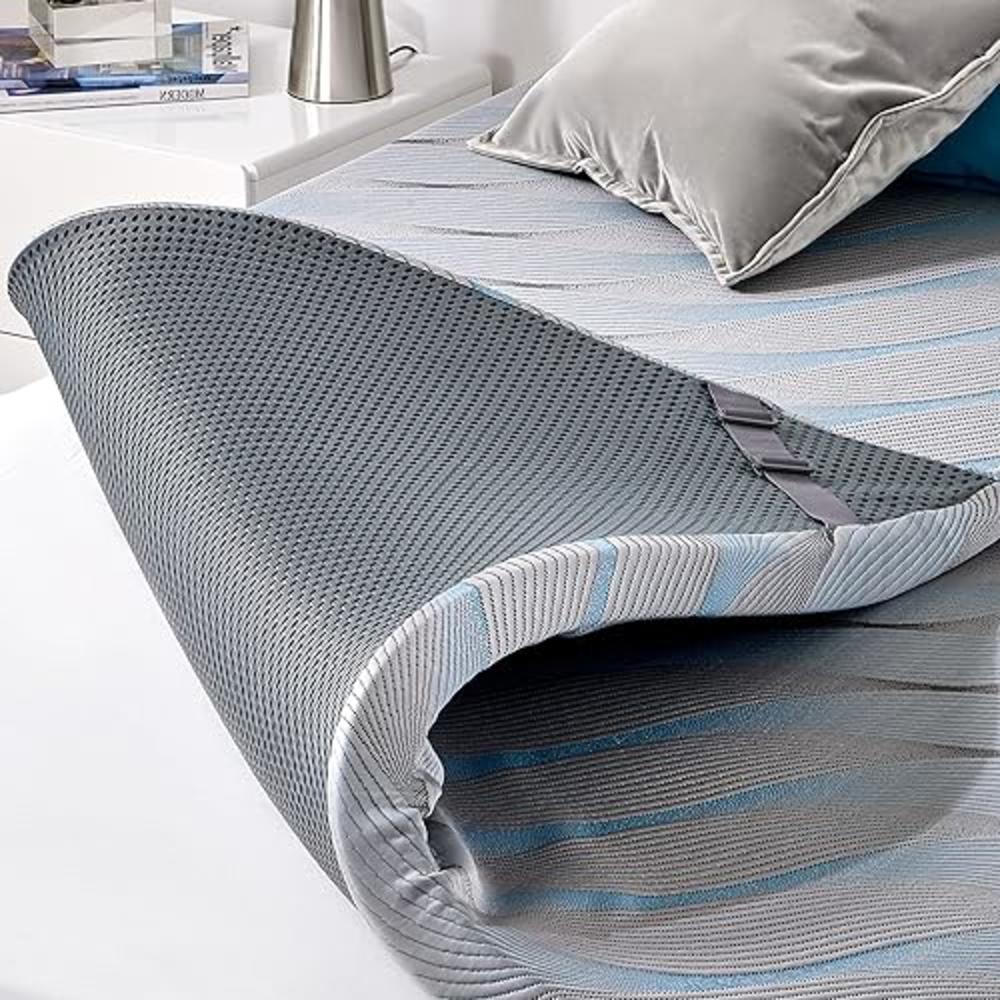 SLEEP ZONE 2 Inch Twin Mattress Topper Cooling Gel Memory Foam with Adjust Straps & Zippered Cool-to-The-Touch Cover, Twin