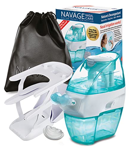 Navage Nasal Care DELUXE Bundle: Navage Nose Cleaner, 20 SaltPods, Triple-Tier Countertop Caddy, & Travel Bag. Clean Nose, Healt