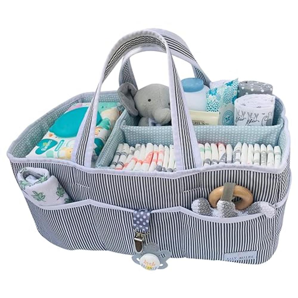 Lily Miles Baby Diaper Caddy - Large Organizer Tote Bag for Baby essentials Boy or Girl - Baby Shower Basket - Nursery Must Have