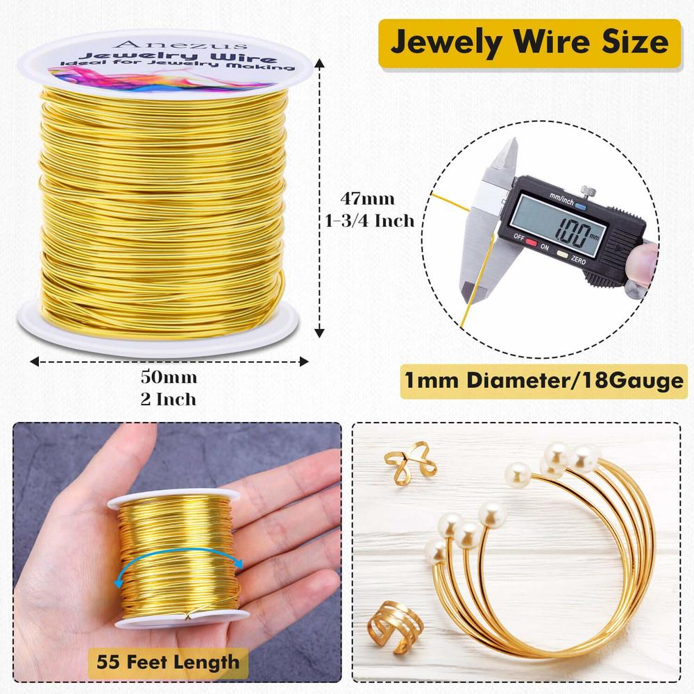 Anezus 18 Gauge Jewelry Wire for Jewelry Making, Anezus Craft Wire Tarnish  Resistant Copper Beading Wire for Jewelry Making Supp