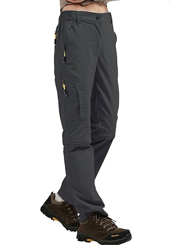 Toomett Women Hiking Pants Lightweight Convertible Outdoor Quick Drying Travel Cross Durable Stretch Pants, 4409,Grey,28